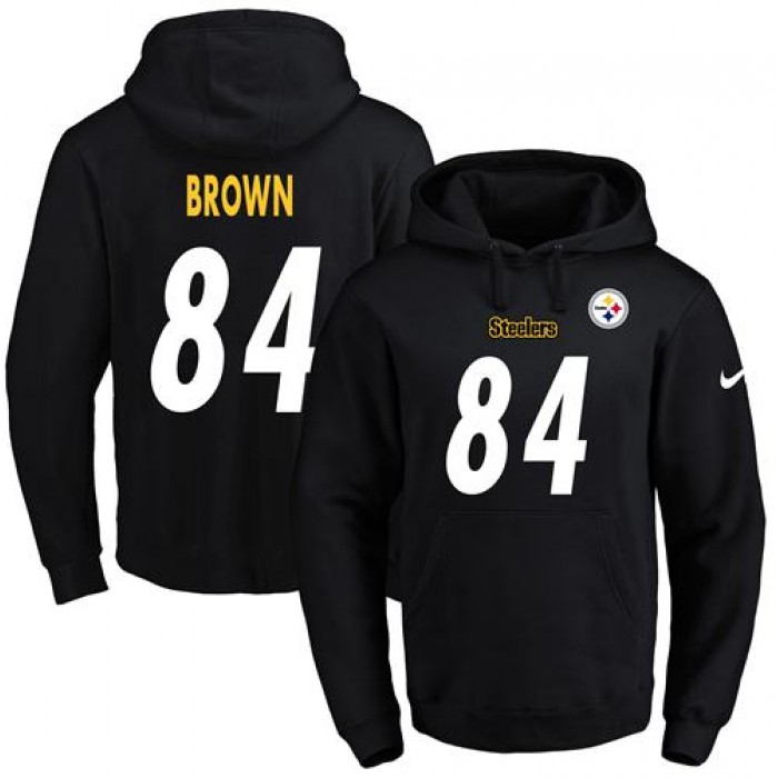 Nike Steelers #84 Antonio Brown Black Name & Number Pullover NFL Hoodie