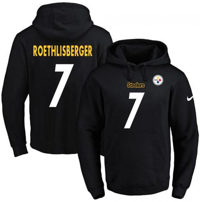 Nike Steelers #7 Ben Roethlisberger Black Name & Number Pullover NFL Hoodie