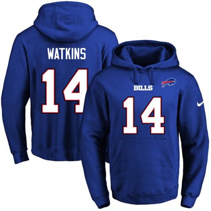 Nike Bills #14 Sammy Watkins Royal Blue Name & Number Pullover NFL Hoodie