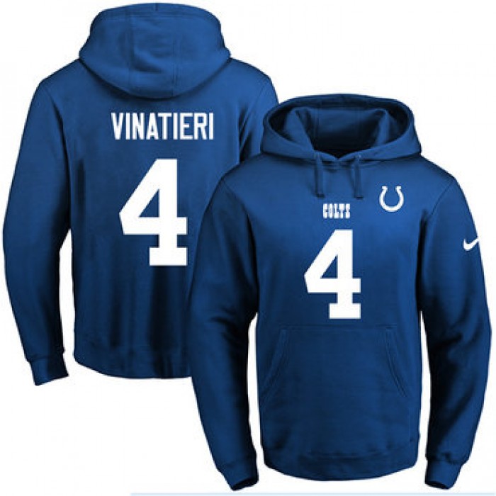 Nike Colts #4 Adam Vinatieri Royal Blue Name & Number Pullover NFL Hoodie