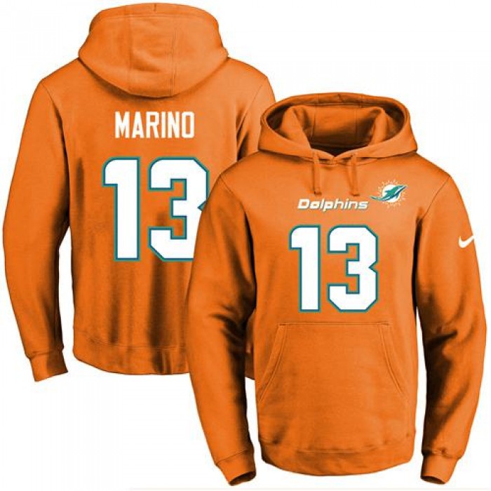 Nike Dolphins #13 Dan Marino Orange Name & Number Pullover NFL Hoodie