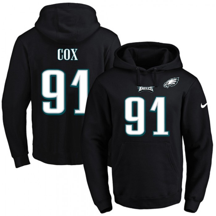 Nike Eagles #91 Fletcher Cox Black Name & Number Pullover NFL Hoodie