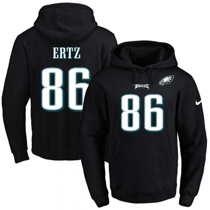 Nike Eagles #86 Zach Ertz Black Name & Number Pullover NFL Hoodie