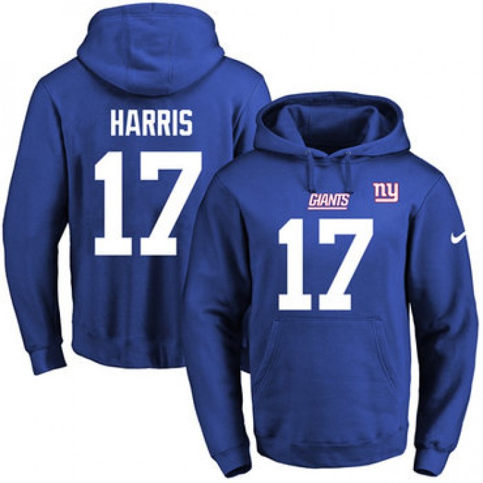Nike Giants #17 Dwayne Harris Royal Blue Name & Number Pullover NFL Hoodie
