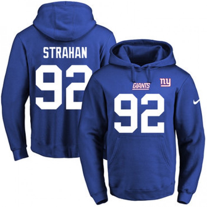 Nike Giants #92 Michael Strahan Royal Blue Name & Number Pullover NFL Hoodie