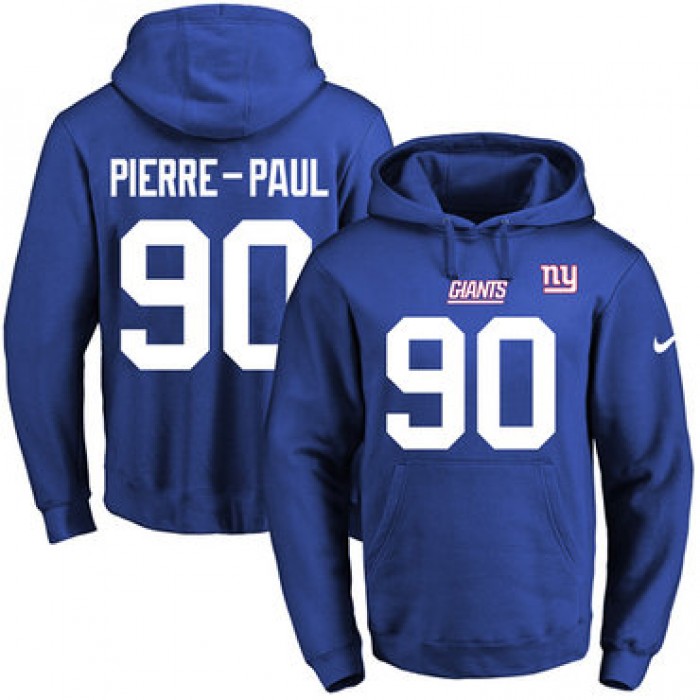 Nike Giants #90 Jason Pierre-Paul Royal Blue Name & Number Pullover NFL Hoodie