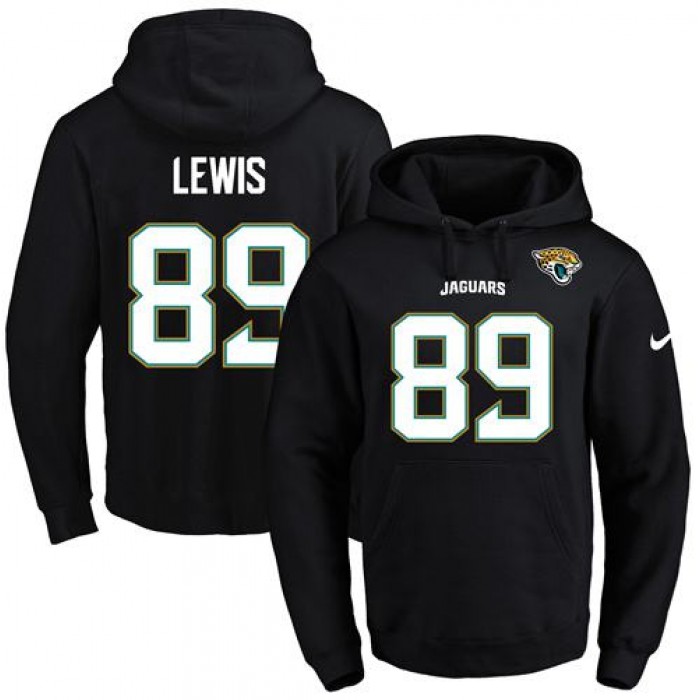 Nike Jaguars #89 Marcedes Lewis Black Name & Number Pullover NFL Hoodie