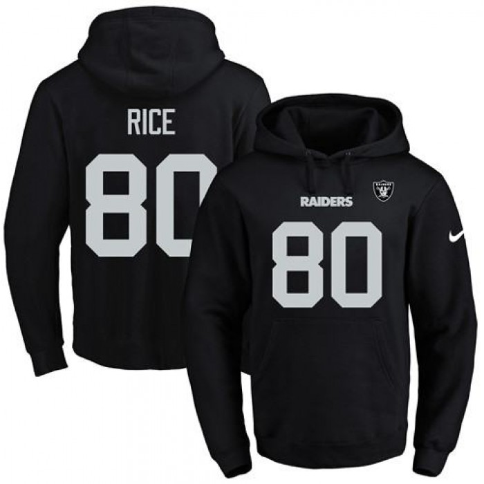 Nike Raiders #80 Jerry Rice Black Name & Number Pullover NFL Hoodie