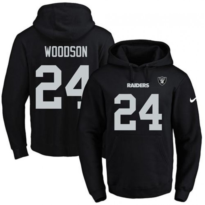 Nike Raiders #24 Charles Woodson Black Name & Number Pullover NFL Hoodie