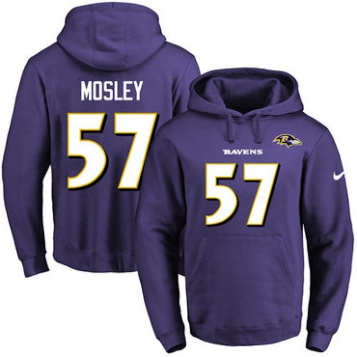 Nike Ravens #57 C.J. Mosley Purple Name & Number Pullover NFL Hoodie
