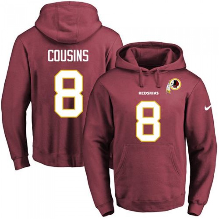 Nike Redskins #8 Kirk Cousins Burgundy Red Name & Number Pullover NFL Hoodie