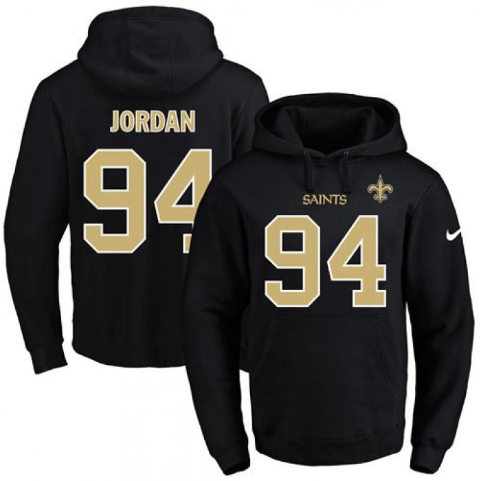 Nike Saints #94 Cameron Jordan Black Name & Number Pullover NFL Hoodie