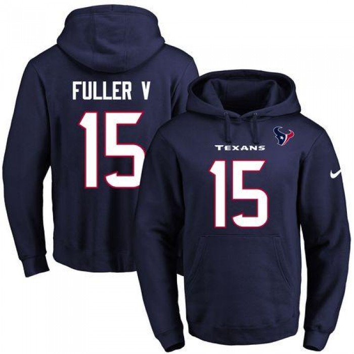 Nike Texans #15 Will Fuller V Navy Blue Name & Number Pullover NFL Hoodie