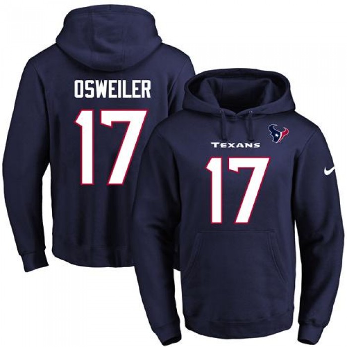 Nike Texans #17 Brock Osweiler Navy Blue Name & Number Pullover NFL Hoodie