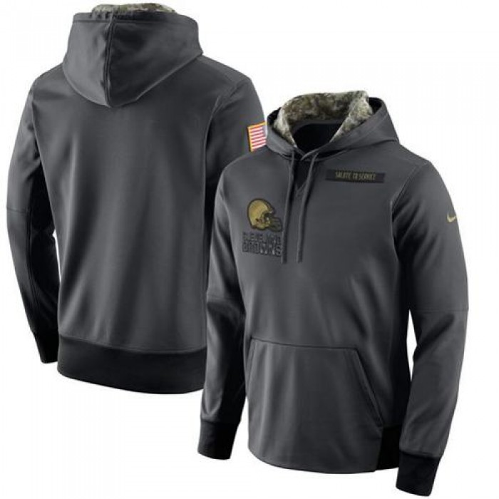 Men's Cleveland Browns Nike Anthracite Salute to Service Player Performance Hoodie