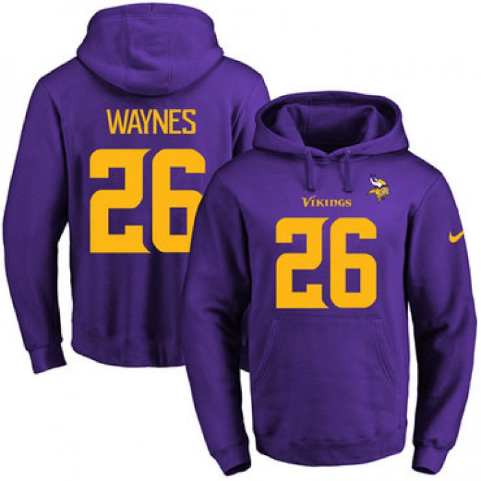 Nike Vikings #26 Trae Waynes Purple Gold No. Name & Number Pullover NFL Hoodie