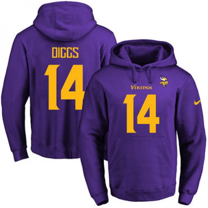 Nike Vikings #14 Stefon Diggs Purple Gold No. Name & Number Pullover NFL Hoodie