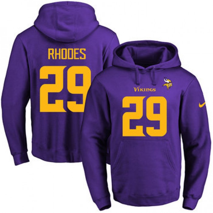 Nike Vikings #29 Xavier Rhodes Purple Gold No. Name & Number Pullover NFL Hoodie
