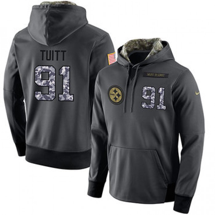 NFL Men's Nike Pittsburgh Steelers #91 Stephon Tuitt Stitched Black Anthracite Salute to Service Player Performance Hoodie