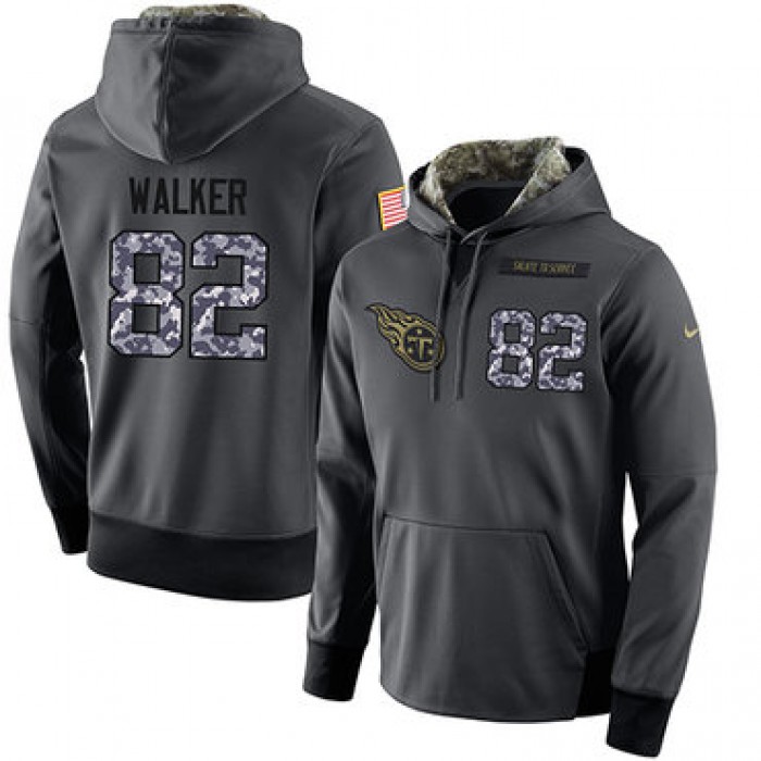 NFL Men's Nike Tennessee Titans #82 Delanie Walker Stitched Black Anthracite Salute to Service Player Performance Hoodie