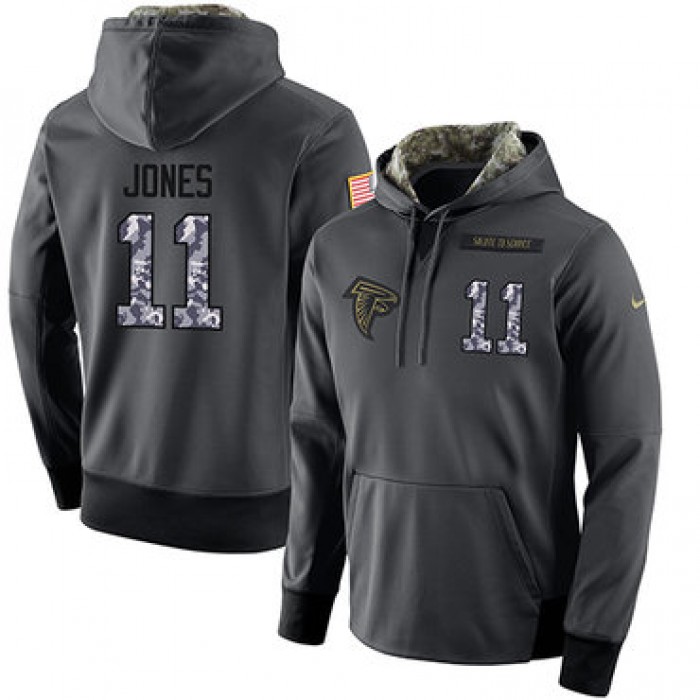 NFL Men's Nike Atlanta Falcons #11 Julio Jones Stitched Black Anthracite Salute to Service Player Performance Hoodie