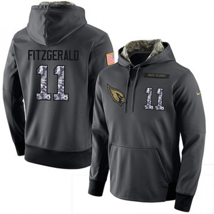 NFL Men's Nike Arizona Cardinals #11 Larry Fitzgerald Stitched Black Anthracite Salute to Service Player Performance Hoodie