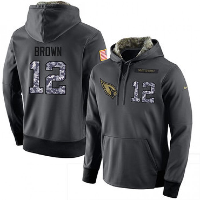 NFL Men's Nike Arizona Cardinals #12 John Brown Stitched Black Anthracite Salute to Service Player Performance Hoodie