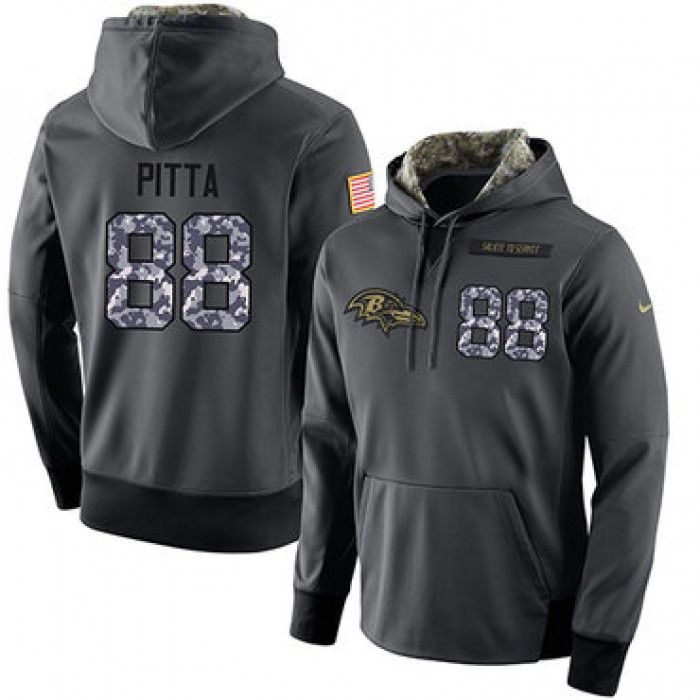 NFL Men's Nike Baltimore Ravens #88 Dennis Pitta Stitched Black Anthracite Salute to Service Player Performance Hoodie