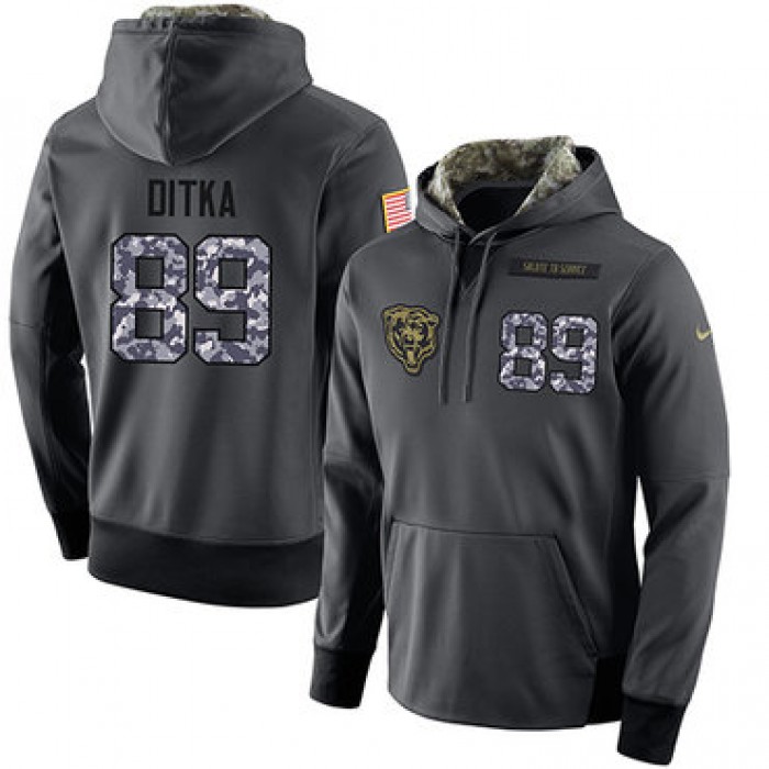 NFL Men's Nike Chicago Bears #89 Mike Ditka Stitched Black Anthracite Salute to Service Player Performance Hoodie