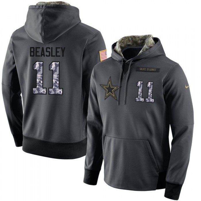 NFL Men's Nike Dallas Cowboys #11 Cole Beasley Stitched Black Anthracite Salute to Service Player Performance Hoodie