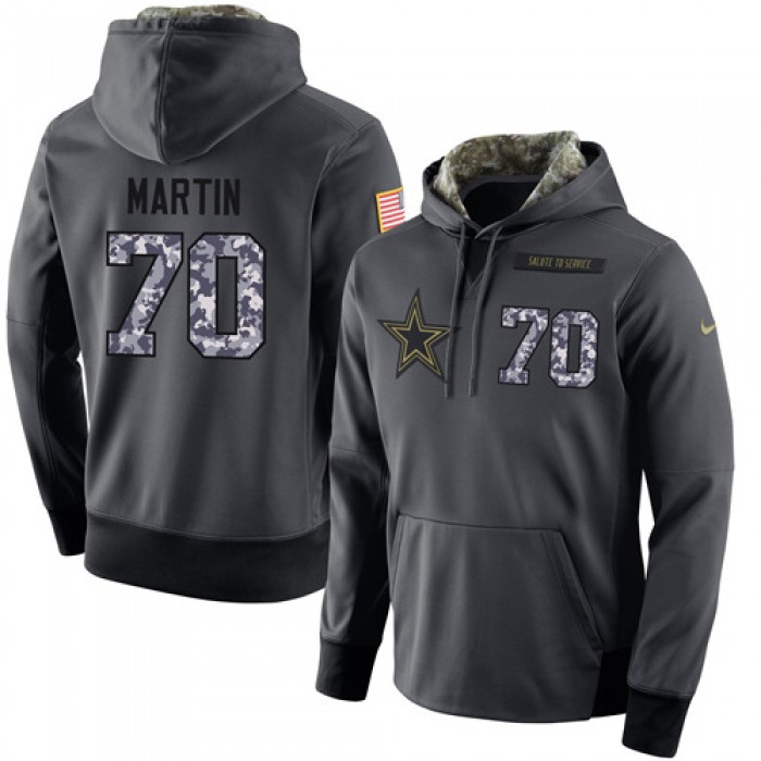 NFL Men's Nike Dallas Cowboys #70 Zack Martin Stitched Black Anthracite Salute to Service Player Performance Hoodie