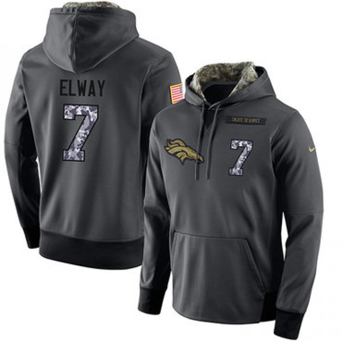 NFL Men's Nike Denver Broncos #7 John Elway Stitched Black Anthracite Salute to Service Player Performance Hoodie