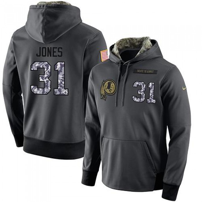 NFL Men's Nike Washington Redskins #31 Matt Jones Stitched Black Anthracite Salute to Service Player Performance Hoodie