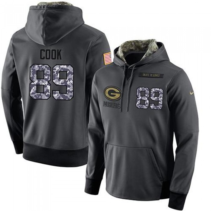 NFL Men's Nike Green Bay Packers #89 Jared Cook Stitched Black Anthracite Salute to Service Player Performance Hoodie Outlet