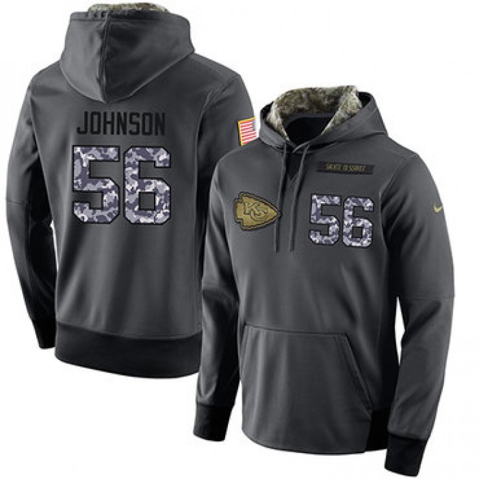 NFL Men's Nike Kansas City Chiefs #56 Derrick Johnson Stitched Black Anthracite Salute to Service Player Performance Hoodie