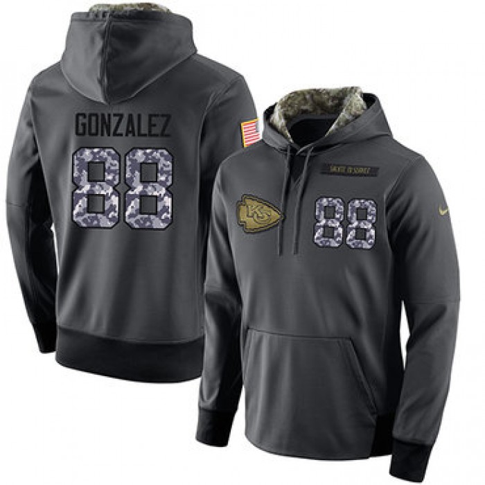 NFL Men's Nike Kansas City Chiefs #88 Tony Gonzalez Stitched Black Anthracite Salute to Service Player Performance Hoodie