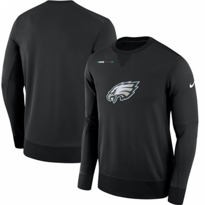 Men's Philadelphia Eagles Nike Black Sideline Team Logo Performance Sweatshirt