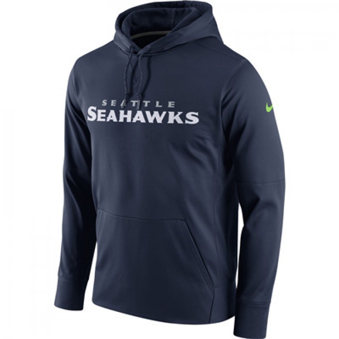 Men's Seattle Seahawks Nike Navy Circuit Wordmark Essential Performance Pullover Hoodie