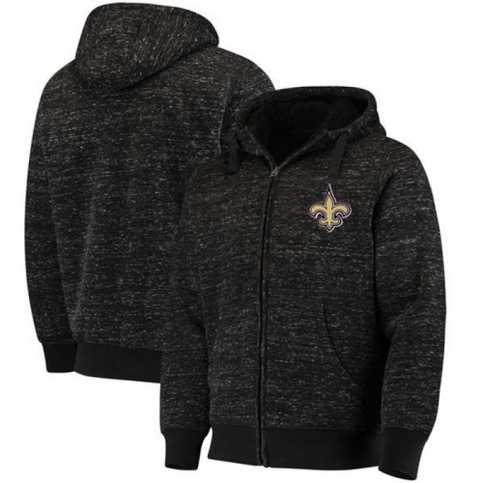 New Orleans Saints G-III Sports by Carl Banks Discovery Sherpa Full-Zip Jacket - Heathered Black