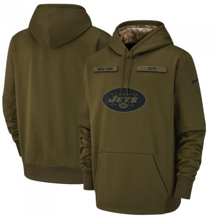 New York Jets Nike Salute to Service Sideline Therma Performance Pullover Hoodie - Olive