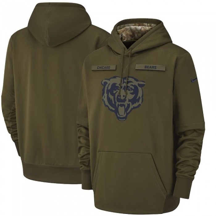 Men's Chicago Bears Nike Olive Salute to Service Sideline Therma Performance Pullover Hoodie