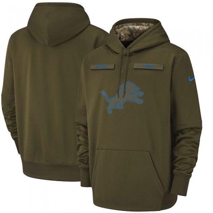 Men's Detroit Lions Nike Olive Salute to Service Sideline Therma Performance Pullover Hoodie