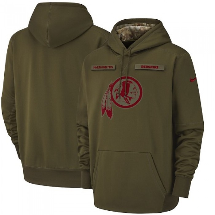 Men's Washington Redskins Nike Olive Salute to Service Sideline Therma Performance Pullover Hoodie