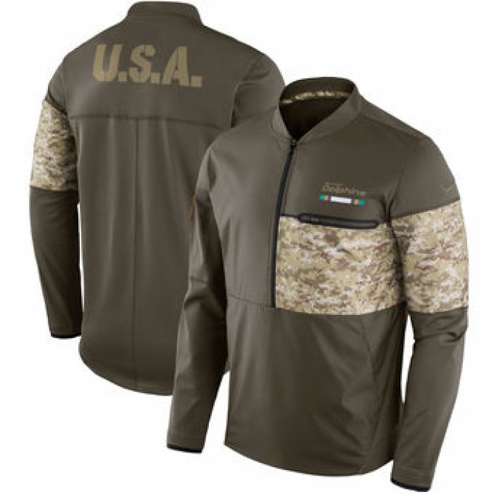 Nike Miami Dolphins Olive Salute to Service Sideline Hybrid Half-Zip Pullover Jacket