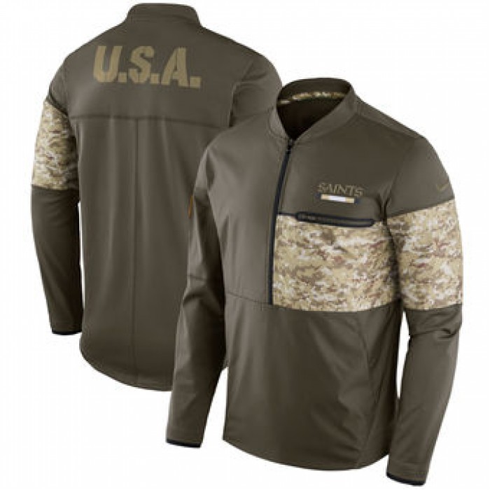 Nike New Orleans Saints Olive Salute to Service Sideline Hybrid Half-Zip Pullover Jacket
