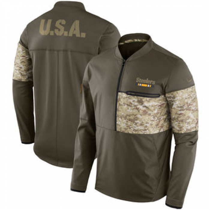 Nike Pittsburgh Steelers Olive Salute to Service Sideline Hybrid Half-Zip Pullover Jacket