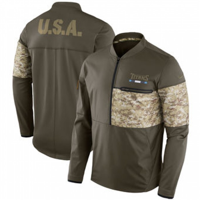 Nike Tennessee Titans Olive Salute to Service Sideline Hybrid Half-Zip Pullover Jacket