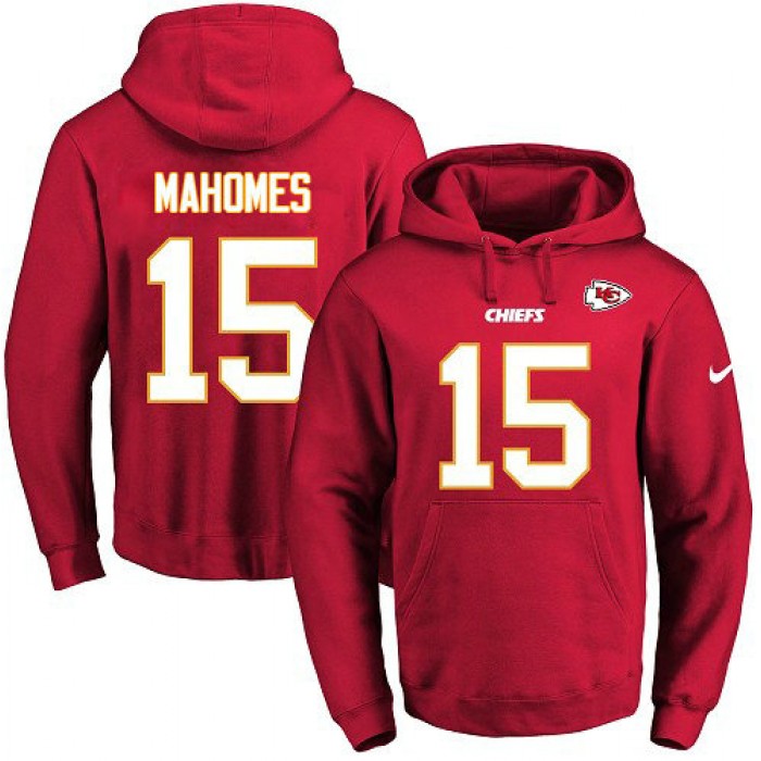 Nike Chiefs 15 Patrick Mahomes Red Name & Number Pullover NFL Hoodie