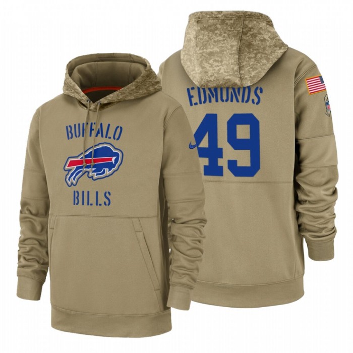 Buffalo Bills #49 Tremaine Edmunds Nike Tan 2019 Salute To Service Name & Number Sideline Therma Pullover Hoodie