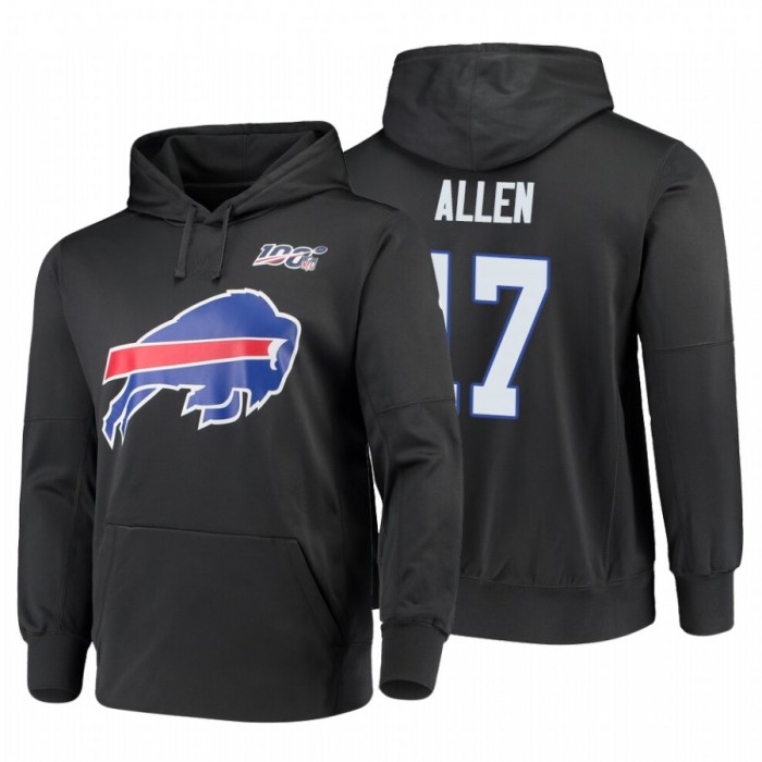 Buffalo Bills #17 Josh Allen Nike NFL 100 Primary Logo Circuit Name & Number Pullover Hoodie Charcoal